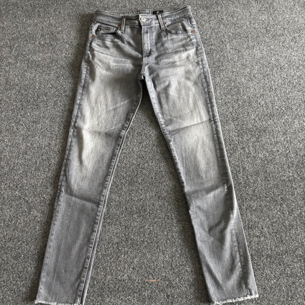 AG Adriano Goldschmied Farrah Skinny Ankle Jeans Grey Raw Hem 27R AHD1777RHGYPE